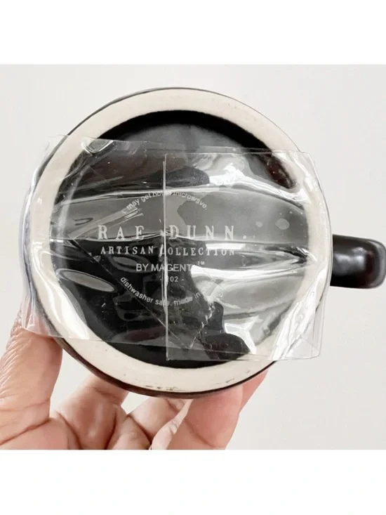 Rae Dunn "Geeky Dad" Black Ceramic Mug with Wooden Lid - Picture 3 of 3